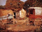 Grant Wood Carriage Business painting